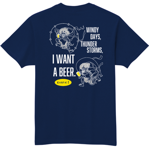 風神雷神×BEER 白メッセージ バックプリント | 軽量Ｔシャツ 軽量Ｔシャツ