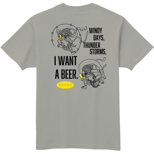 風神雷神×BEER 黒メッセージ バックプリント | 軽量Ｔシャツ 軽量Ｔシャツ