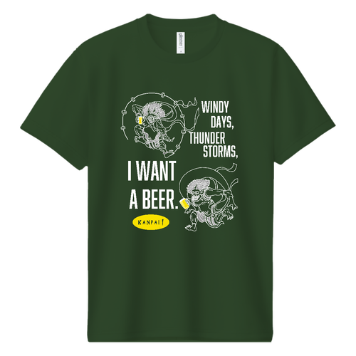 風神雷神×BEER 白メッセージ | ドライＴシャツ ドライＴシャツ