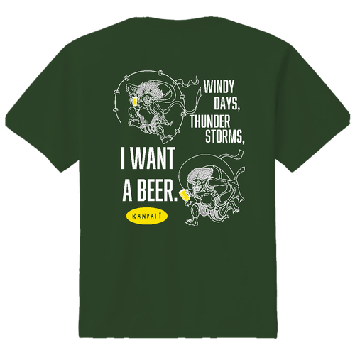 風神雷神×BEER 白メッセージ バックプリント | ドライＴシャツ ドライＴシャツ