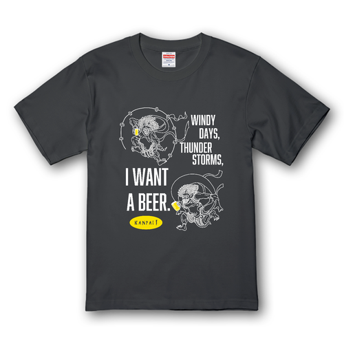 風神雷神×BEER 白メッセージ | プレミアムTシャツ プレミアムTシャツ