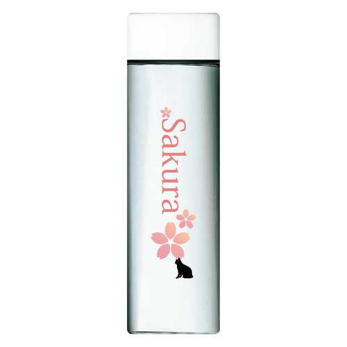 Sakuraと猫の角型ボトル スクエアクリアボトル