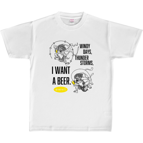 風神雷神×BEER 黒メッセージ | 定番ドライライトＴシャツ 定番ドライライトＴシャツ