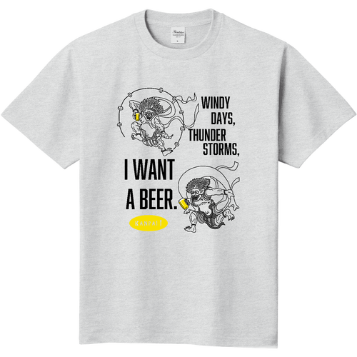 風神雷神×BEER 黒メッセージ | 定番Ｔシャツ 定番Ｔシャツ