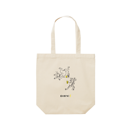 鳥獣戯画×BEER 黒線画 | レギュラーキャンバストートバッグ(M) レギュラーキャンバストートバッグ(M) (フルカラー転写プリント)