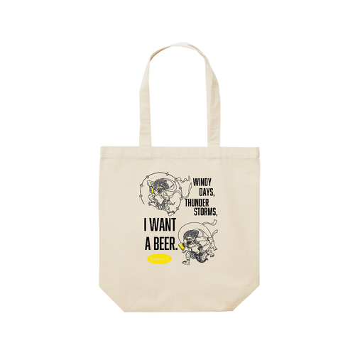 風神雷神×BEER 黒メッセージ | レギュラーキャンバストートバッグ(M) レギュラーキャンバストートバッグ(M) (フルカラー転写プリント)