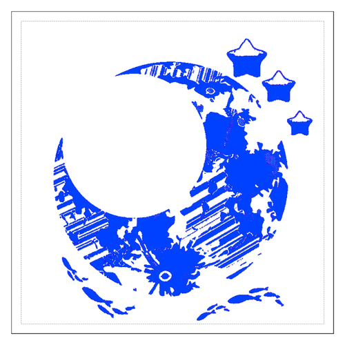 月夜を遊覧する水色の魚 クリアステッカー 100mmクリアステッカー・シール