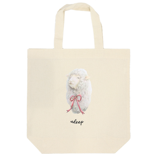 ひつじ･トートバック 厚手コットンマチ付トート(M)