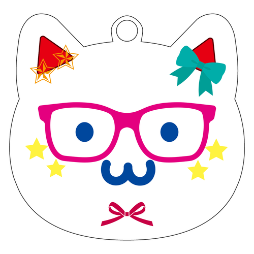 コギャル風ネコちゃん ネコ型アクリルキーホルダー(6cm)