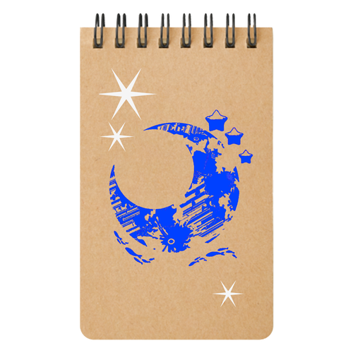 「月夜を遊覧する水色の魚 リングメモ リサイクルＡ７リングメモ　ナチュラル