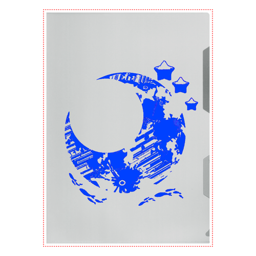 月夜を遊覧する水色の魚 クリアファイル A4クリアファイル