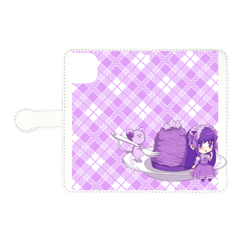 ロングヘアーちゃんと紫芋のモンブラン iPhone11 手帳型スマホケース