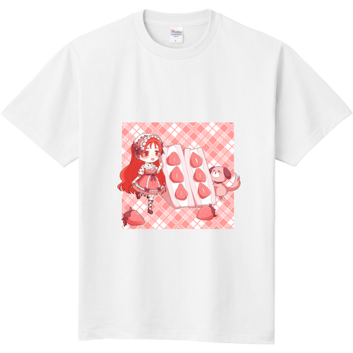 お菓子と少女（赤＆紫） 定番Ｔシャツ