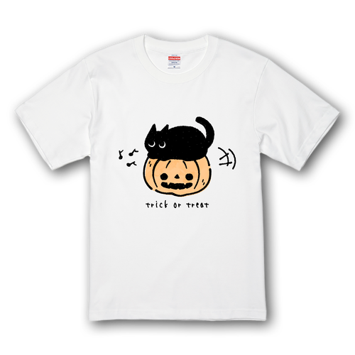 ハロウィン 黒猫とジャックオランタン プレミアムTシャツ