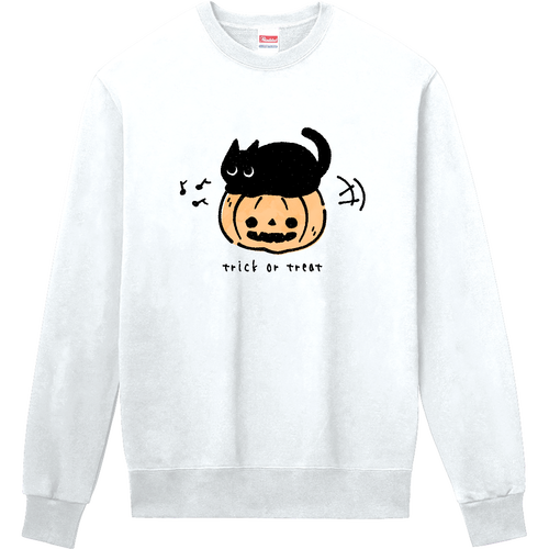 ハロウィン 黒猫とジャックオランタン 定番スウェット