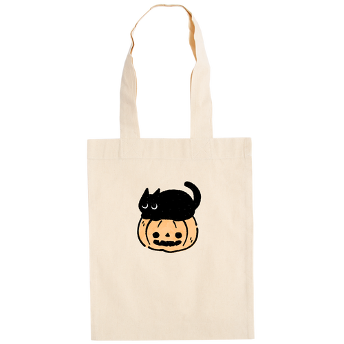 ハロウィン 黒猫とジャックオランタン（文字無し） ドイツテューテ【白プリントあり】