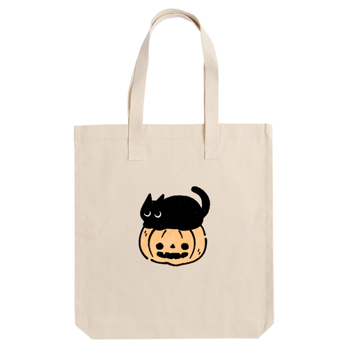 ハロウィン 黒猫とジャックオランタン（文字無し） アーバントート【白プリントあり】