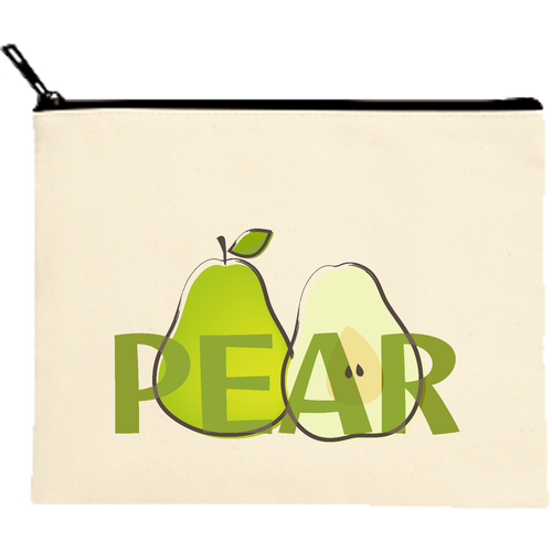 PEAR(洋梨) キャンバスフラットポーチ（M）【白プリント有】