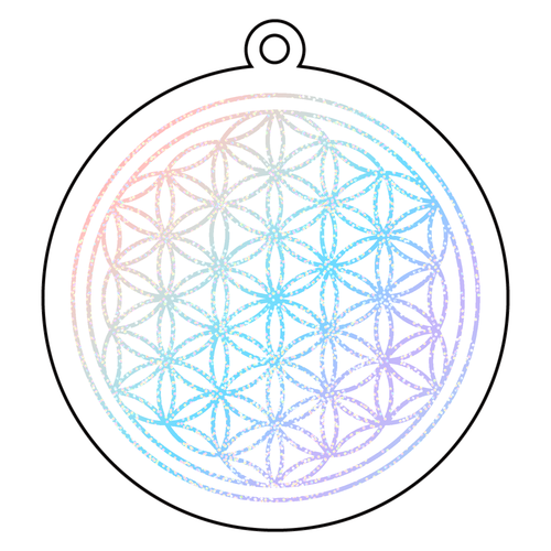 スパークルホログラム・フラワーオブライフ　キーホルダー アクリルキーホルダー　丸型 (10cm)