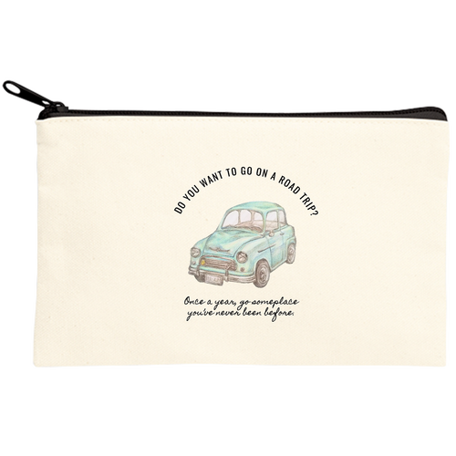 車 ドライブ 旅･ポーチ キャンバスポーチ(S)【白プリント有】