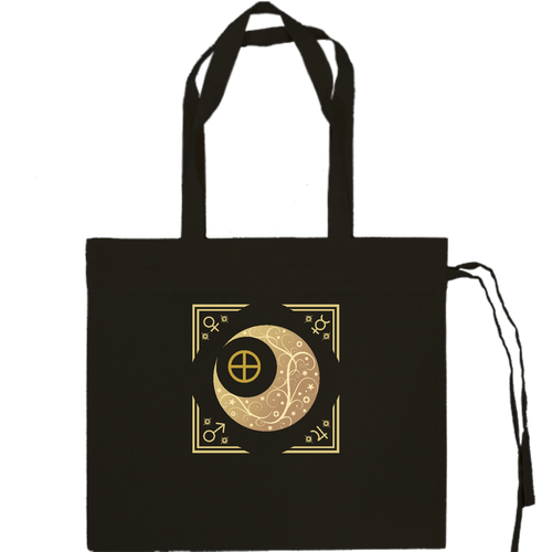 オリエンタルな月と惑星と地球と。月光カラーVer／巾着トート 厚手コットンギャザーバッグ