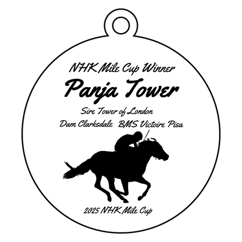 2025　G1Winnerシリーズ　NHKマイルカップ　白背景、黒イラスト、黒文字 アクリルキーホルダー　丸型 (6cm)