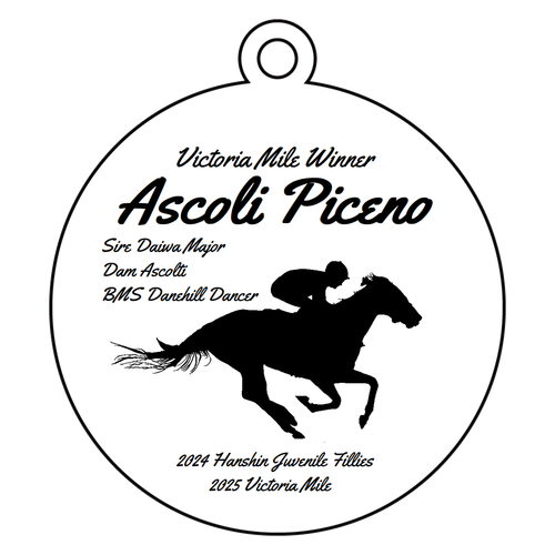 2025　G1Winnerシリーズ　ヴィクトリアマイル　白背景、黒イラスト、黒文字 アクリルキーホルダー　丸型 (6cm)