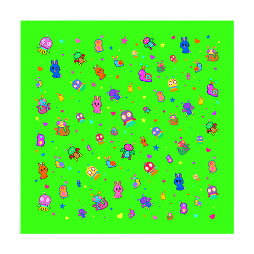 キモかわ惑星の手拭き布(公式記念品)緑Ver ソフトタッチミニタオル