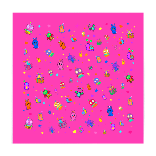 キモかわ惑星の手拭き布(公式記念品)ピンクVer ソフトタッチミニタオル