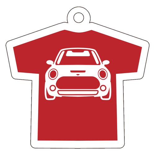 ミニクーパー風Tシャツ型赤キーホルダー(正面) アクリルキーホルダー Ｔシャツ型 (4cm)