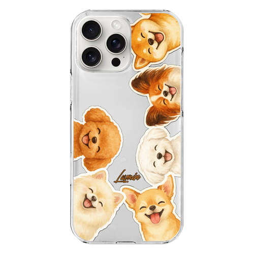 スマイリーワンちゃんズ iPhone16 ProMax (透明)(ハードケース)