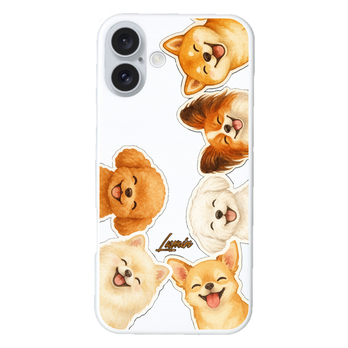 スマイリーワンちゃんズ iPhone16 Plus (透明)(ハードケース)