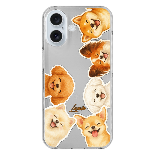 スマイリーワンちゃんズ iPhone16 (透明)(ハードケース)