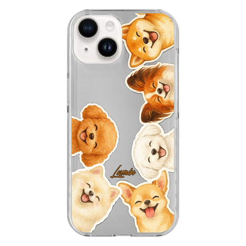 スマイリーワンちゃんズ iPhone15 (透明)(ハードケース)