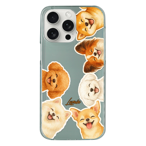 スマイリーワンちゃんズ iPhone15 Pro Max (透明) (ハードケース)