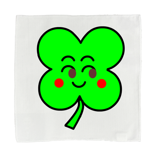 幸せのクローバー 接触冷感 高発色 全面印刷 クールウォッシュタオル