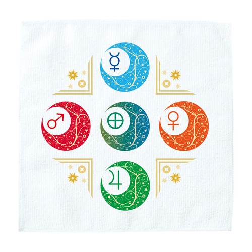 オリエンタルな月と惑星と地球と。5天体編／ミニタオル ソフトタッチミニタオル