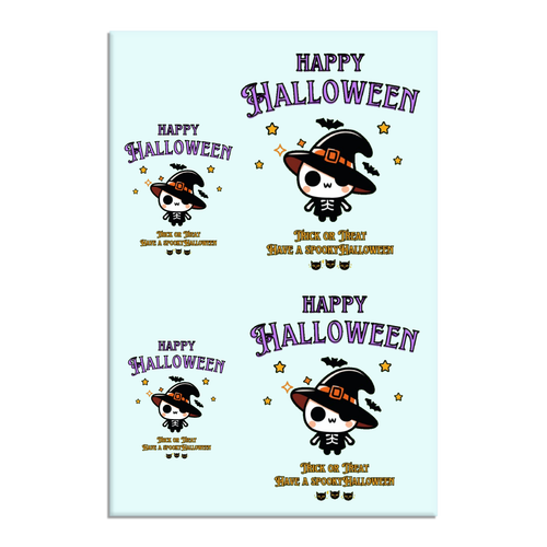 Halloween☆ニャン Purple タトゥーシール　はがきサイズ