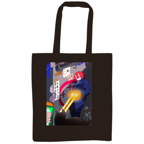 『まとまりのないイラスト』バッグ 厚手コットンバッグ（L)