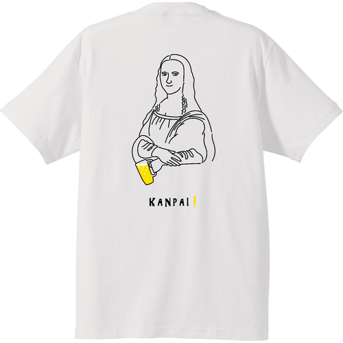 モナリザ×BEER 黒線画 バックプリント | ハイクオリティーTシャツ ハイクオリティーTシャツ