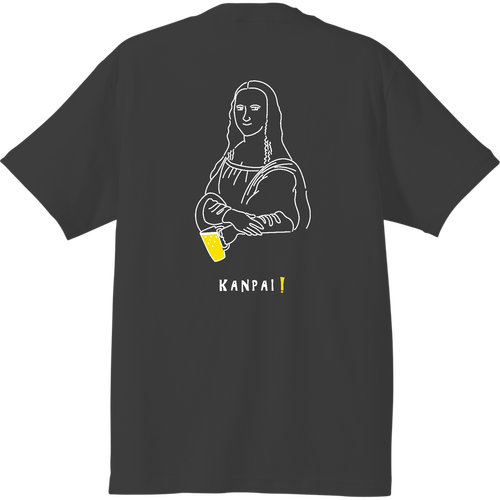 モナリザ×BEER 白線画 バックプリント | ハイクオリティーTシャツ ハイクオリティーTシャツ