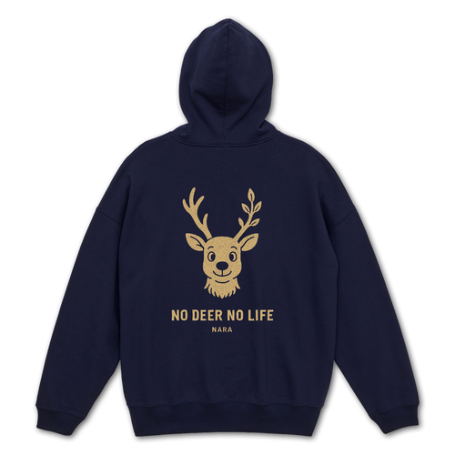 no deer no life 03 ビッグシルエットスウェットプルオーバーパーカー（裏パイル）