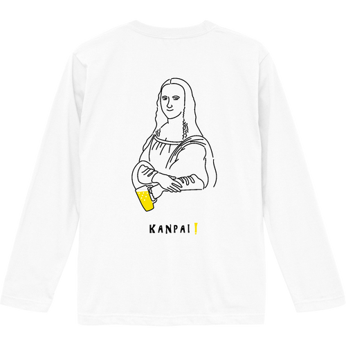 モナリザ×BEER 黒線画 バックプリント | ロングスリーブTシャツ ロングスリーブTシャツ