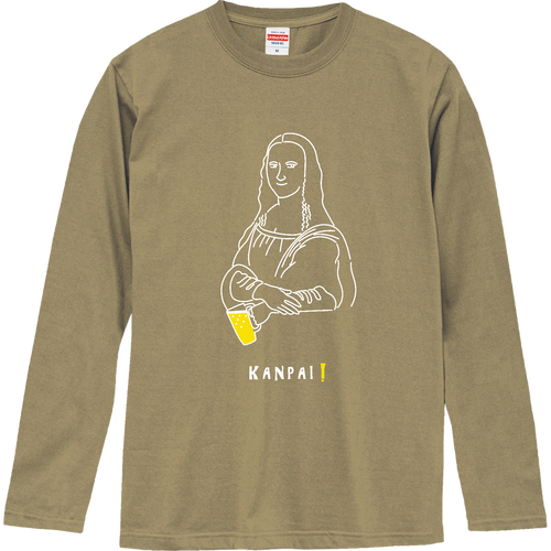 モナリザ×BEER 白線画 | ロングスリーブTシャツ ロングスリーブTシャツ