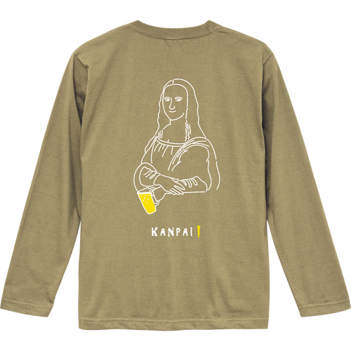 モナリザ×BEER 白線画 バックプリント | ロングスリーブTシャツ ロングスリーブTシャツ