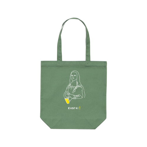 モナリザ×BEER 白線画 | レギュラーキャンバストートバッグ(M)  レギュラーキャンバストートバッグ(M) (フルカラー転写プリント)