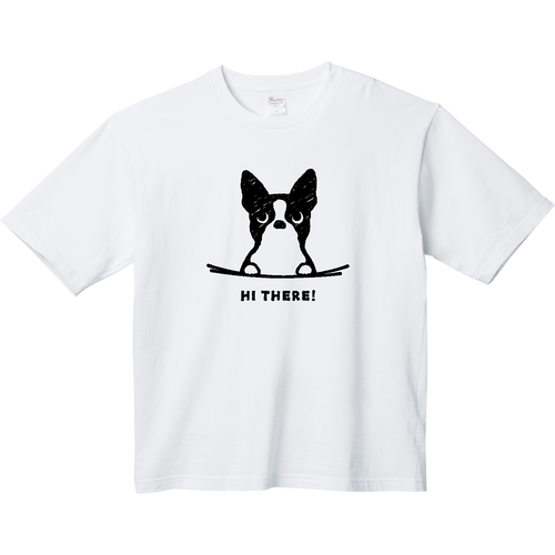 Pocket Dog ボストンテリア 子犬 ヘビーウェイト ビッグシルエットTシャツ
