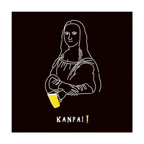モナリザ×BEER 白線画 | ソフトタッチミニタオル ソフトタッチミニタオル