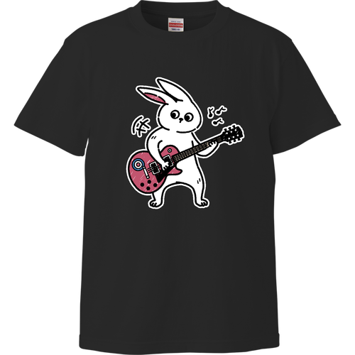 ギター弾きのウサギ君！ ハイクオリティーTシャツ