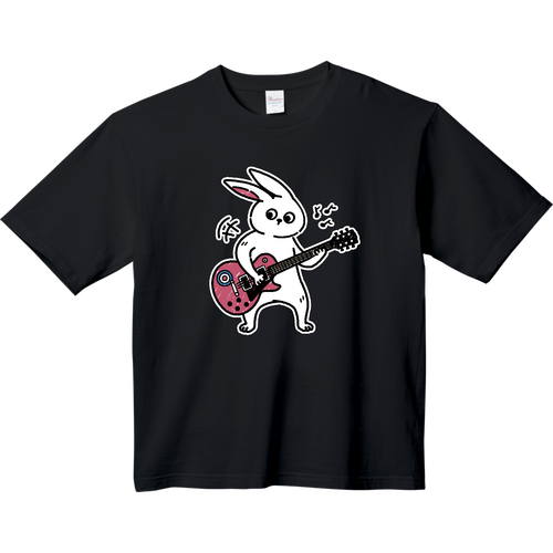 ギター弾きのウサギ君！ ヘビーウェイト ビッグシルエットTシャツ